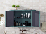 Army Green Wall-Mounted Bathroom Cabinet with Mirror, 2 Mirrored Doors & Open Shelf, Farmhouse Metal W3122P272875