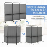 3-Panel Folding Divider with Lockable Wheels and 3 Metal Shelves Grey 14487502