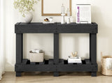 U_Style 62.9" Vintage Entryway Table - Fir Solid Wood with Natural Grain, 6 Reinforced Legs & 4.5" N711P289135B