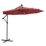 ZNTS 10 FT Solar LED Patio Outdoor Umbrella Hanging Cantilever Umbrella Offset Umbrella Easy Open 49127246