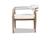 Artemis Mixed Material Upholstered Dining Arm Chair, Warm White Chenille B2719P269267