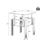 Set of 2, Modern Tempered Glass Tea Table Coffee Table End Table, Square Table for Living Room, W241104205