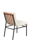 Lahni White Boucle Fabric Set of 2 Dining Chair with Black Iron Legs B061P234546