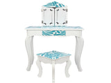 Three-Fold Mirror Single-Drawing Curved Foot Children Dressing Table Blue Zebra 96283293