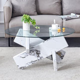 Round glass coffee table, 33.4 "modern design unique coffee table. Tempered glass countertop with GL-W1151P180316