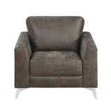 Brownish Gray Polished Microfiber Upholstery Elegant Modern Style Chair 1pc Solid Wood Living Room B011P204083
