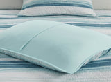6 Piece Printed Quilt Set with Throw Pillows Aqua Full/Queen B03597637