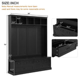 ON-TREND Elegant Wide Hall Tree with 5 Hooks, Versatile Entryway Lift Top Storage Bench with 2 N721P234409B