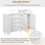ON-TREND Elegant Shoe Cabinet with Arched Doors and Drawer, Cream Style Storage Sideboard with WF321210AAK