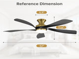 52-Inch Ceiling Fan with Light, Dimmable Light with Memory Function, DC Motor, Quiet Operation, 5 W934P608497