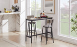 Bar Table Set with 2 Bar stools PU Soft seat with backrest, Grey, 43.31'' L x 15.75'' W x 35.43'' H. W1162103445