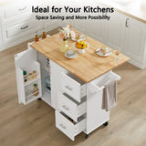 Kitchen Island with Drop Leaf Countertop, Rolling Kitchen Island Cart , Barn Door Kitchen Island W1820P195005