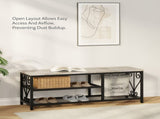 Vividwood Entryway Storage Bench with Shoe Rack, 47.2" Wide Hallway Bench with Seating, Rustic Wood T5618P505965