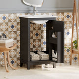 20 Inch Modern Small Bathroom Vanity Cabinet With Ceramic Basin- 20*14.5*33.3 Inches,Ample N729P170386B