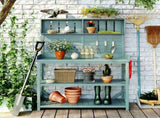 TOPMAX 65" Large Wooden Farmhouse Rustic Outdoor Bench Table, Patio Workstation, Garden WF285323AAF