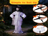 49" Halloween Animatronic Doll Girl Prop, Sound & Button Activated with Glowing Red Eyes, Shakeable 22848715
