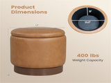 Brown 360&deg Swivel Storage Ottoman, 43.1845.72cm Faux Leather Vanity Stool with 26.50L Hidden 48888737