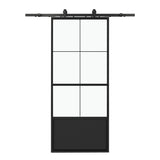 ZNTS 36 in. x 84 in. Glass Sliding Barn Door with 6FT Barn Door Hardware Kit & Soft Close 36675973