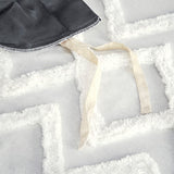 Full/Queen 3 Piece Cotton Duvet Cover Set with Chenille Tufting B03596501