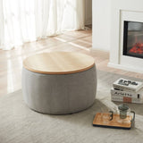 ZNTS Round Storage Ottoman, 2 in 1 Function, Work as End table and Ottoman, Dark Grey 82769638