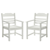 Patio Dining Chair with Armset Set of 2, Pure White with Imitation Wood Grain Wexture,HIPS Material W1209107723
