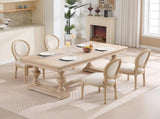 French Country Dining Chairs Set of 2, Upholstered Chairs with Round Back, Wire drawing and carving W3426P324272