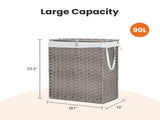 Laundry Hamper, No Installation Required, with Removable Liner, 90 Liter Hand-Woven Synthetic Rattan 80131302