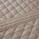 4 Piece Cotton Reversible Tailored Bedspread Set Khaki Queen B03597516