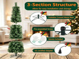 7ft Pre-Lit Slim Pencil Christmas Tree with 8 Light Modes & Remote Timer, Flame Retardant PVC, 68734458