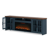 97 inch Fireplace TV Stand Console for TVs up to 100 inches, Minimal Assembly, Blue Denim and B108P160235