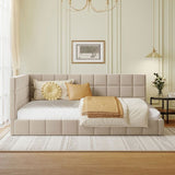 Full Size Upholstered Daybed/Sofa Bed Frame-Beige, Velvet 46166540