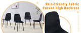 Luxury Simple Chair - Set of 4 BLACK Linen-Cotton Material High Resilience Dining Chair with Metal W1151P262623
