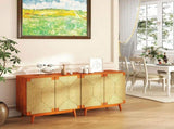Mid Century Boho Freestanding Accent Cabinet, Handmade Paper Rope Woven Push-to-Open Double Doors, , W2557P515200