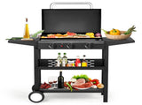 3-Burner Flat Top Gas Griddle Cooking Station with Ceramic Coated Cast Iron Pan, 73140334