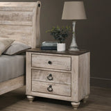Imerland Contemporary White Wash Finish Bedroom Set with King Sleigh Bed, Dresser, Mirror, T2574P201567