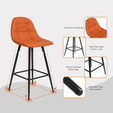 Counter Stools,Set of 2 Bar Stools with Back and Footrest, Modern Metal Counter Height Barstools for W561P175954