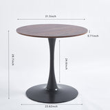 31.5"BLACK AND WALNUT Tulip Table Mid-century Dining Table for 2-4 people With Round Mdf Table Top, W234P143406