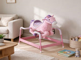 Spring Rocking Horse for Kids 3 Years, Plush Ride Horse with Neighing Sounds, Pink Animal Ride 23502287