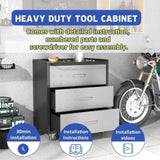 ZNTS Heavy-Duty Metal Storage Cabinet with Wheels - 3 Drawer Tool Cabinet for Garage, Office, and Home T2398P222835