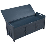 Storage Bench with 3 Shutter-shaped Doors, Shoe Bench with Removable Cushion and Hidden Storage 51949526