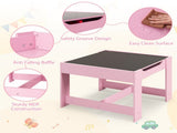 2-in-1 Kids Activity Table and Chairs Set, Double-Sided Whiteboard & Blackboard, with Hidden 49993944