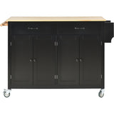 Kitchen Island Cart with Solid Wood Top and Locking Wheels,54.3 Inch Width,4 Door Cabinet and Two WF286911AAB