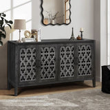 Hollow Four Door Antique Cabinet, American Country Style, Suitable for Living Room, TV Cabinet, W1445P146389