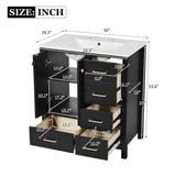 30'' Bathroom Vanity with Ceramic Sink Combo, Solid Wood Frame Bathroom Storage Cabinet, N710P194420B