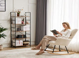5-Tier Wooden Bookshelf with Adjustable Feet, Metal Frame, Waterproof and Scratch-Resistant Shelves, 77869644