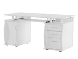 Embossed White Particle Board with Melamine Laminate 1155574cm One-Door Three-Drawer Computer Desk 28344115