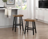 Transitional Design Counter Height Stools Set of 2pcs, Black and Brown Finish Solid Rubberwood B011P284437