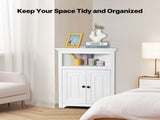32" Corner Utility Cabinet, Tri-Level Compact Storage Unit with Dual Wooden Doors & Flexible 52202071