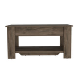 Austin Storage Table, One Extendable Table Shelf, Four Legs, Lower Shelf -Dark Brown B07091895