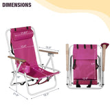 ZNTS Folding Beach Chair, 4 Position Portable Backpack Foldable Camping Chair with Headrest Cup Holder 95078194